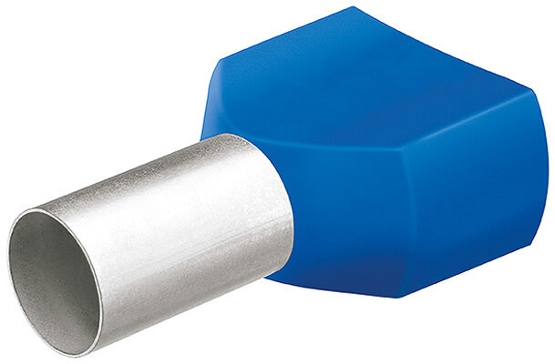 Гильзы контакт. сдвоенные с пластиковым изолятором, синие, 2x2.50 кв. мм (AWG 2x13), 100 шт, L-18 мм KNIPEX KN-9799374