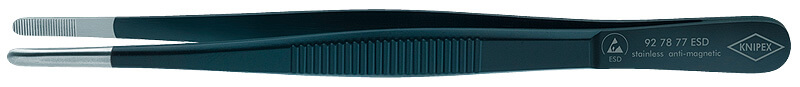 Пинцет ESD захватный прециз., зазубренные скруглённые губки 3.5 мм, антистатический, L-145 мм, нержавеющая CrNi сталь, хром KNIPEX KN-927877ESD