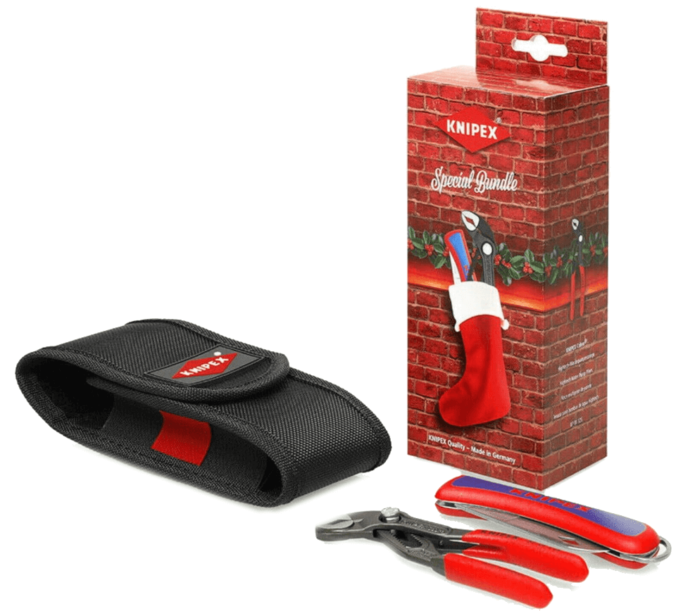 Набор: клещи переставные KNIPEX COBRA® 125 мм в подарочной упаковке +нож электрика KN-162050 +сумка (KN-002072S6)