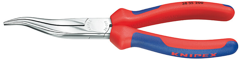 Плоскогубцы механика, плоскокруглые изогнутые губки с крестовой насечкой, L-200 мм, хром, 2-к ручки KNIPEX KN-3835200