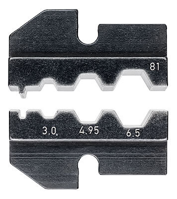 Плашка опрессовочная под штекеры для оптоволоконного кабеля , в т.ч. Harting, опрессовка: 3.0/4.95/6.5 мм, ∅ гильз 3.5/6.0.75 мм,кол-во гнезд: 3 KNIPEX KN-974981