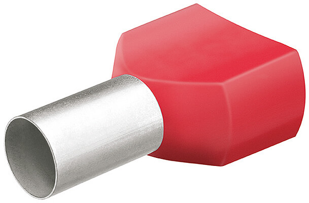 Гильзы контакт. сдвоенные с пластиковым изолятором, красные, 2x10.00 кв. мм (AWG 2x7), 50 шт, L-24 мм KNIPEX KN-9799377