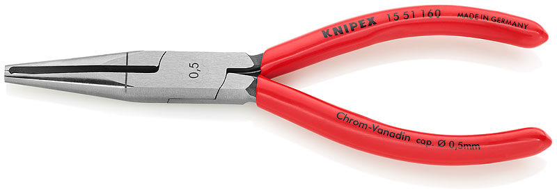 Стриппер для тонких кабелей, настроенная на диаметр кабеля прецизионная призма, без регулировки, зачистка: ∅ 0.5 мм, L-160 мм, 1-к ручки, пружина KNIPEX KN-1551160