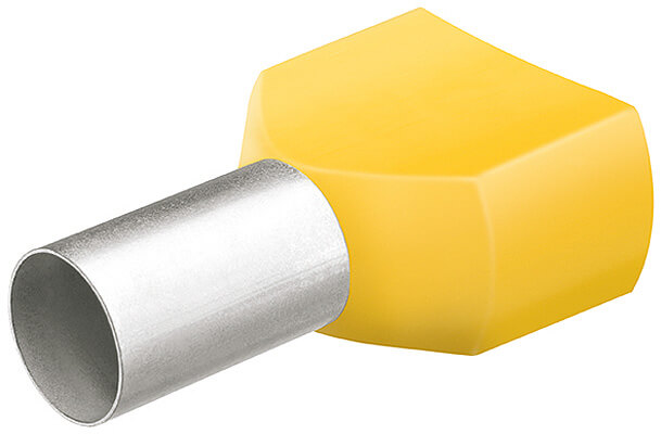 Гильзы контакт. сдвоенные с пластиковым изолятором, желтые, 2x6.00 кв. мм (AWG 2x10), 50 шт, L-26 мм KNIPEX KN-9799376