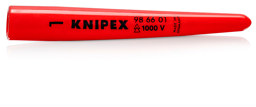 Колпачок защитный для кабелей VDE 1000V диэлектрический, код проводника: 1, L-80 мм, предохраняет от прикосновения к неизолированным проводникам, находящимся под напряжением (макс. ∅ 10 мм) KNIPEX KN-986601