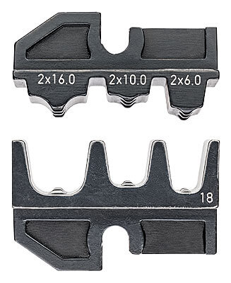 Плашка опрессовочная под cдвоенные контакт. гильзы для приема двух гибких проводов, 2х6 / 2х10 / 2х16 кв. мм, AWG 2х10 / 2х7 / 2х5, кол-во гнезд: 3 KNIPEX KN-974918