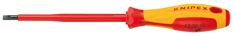 Отвертка SL8.0x1.2 шлицевая VDE, длина лезвия 175 мм, L-295 мм, диэлектрическая, 2-компонентная рукоятка KNIPEX KN-982080