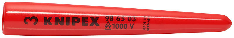 Колпачок защитный для кабелей VDE 1000V диэлектрический, код проводника: 3, L-80 мм, предохраняет от прикосновения к неизолированным проводникам, находящимся под напряжением (макс. ∅ 10 мм) KNIPEX KN-986603