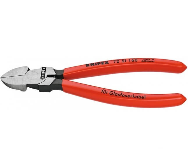 Бокорезы для оптоволоконного кабеля, пружина, удлинённые режущие кромки без фасок, L-160 мм, 1-к ручки KNIPEX KN-7251160