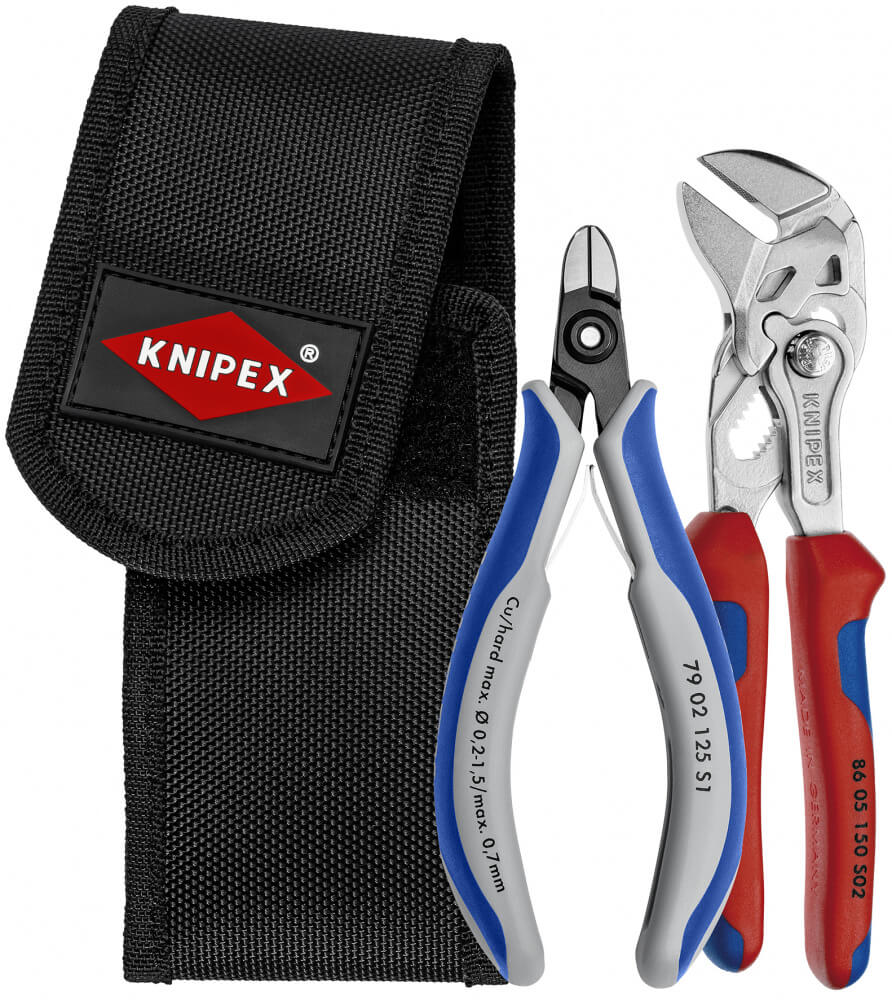 Набор инструментов для снятия стяжек в поясной сумке, 2 предмета, комплектация: KN-8605150 клещи переставные - гаечный ключ, KN-7902125 бокорезы KNIPEX KN-001972V01