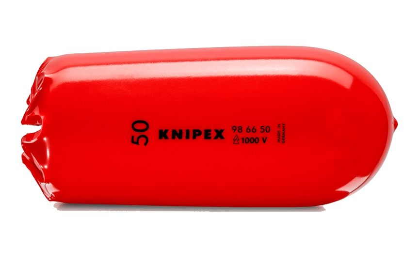 Колпачок защитный самофиксирующийся для кабелей VDE 1000V диэлектрический, внутренний ∅ 50 мм, L-130 мм, предохраняет от прикосновения к неизолированным проводникам, находящимся под напряжением KNIPEX KN-986650