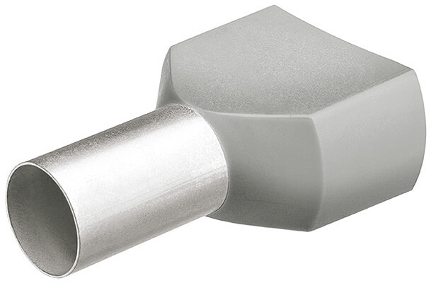 Гильзы контакт. сдвоенные с пластиковым изолятором, серые, 2x4.00 кв. мм (AWG 2x11), 100 шт, L-23 мм KNIPEX KN-9799375