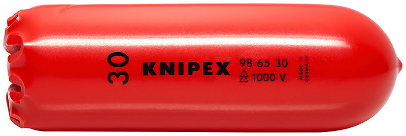 Колпачок защитный самофиксирующийся для кабелей VDE 1000V диэлектрический, внутренний ∅ 30 мм, L-110 мм, предохраняет от прикосновения к неизолированным проводникам, находящимся под напряжением KNIPEX KN-986630