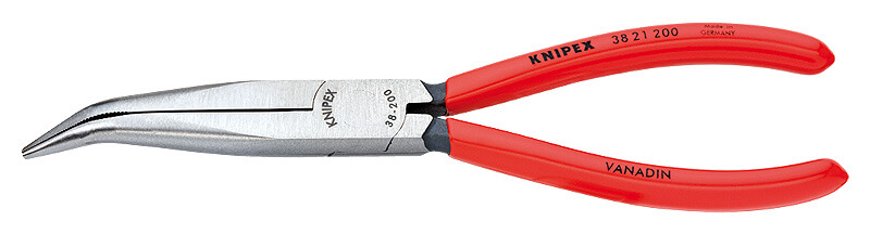 Плоскогубцы механика, плоскокруглые губки под углом 40° с крестовой насечкой, L-200 мм, чёрн., 1-к ручки KNIPEX KN-3821200