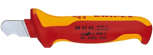 Нож для удаления изоляции круглого кабеля VDE, L-170 мм, диэлектр., 2-компонентная рукоятка KNIPEX KN-985303