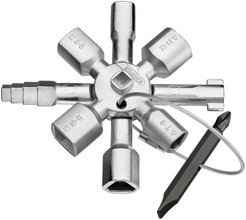 KNIPEX TwinKey® ключ крестовой 8-лучевой для стандартных шкафов и систем запирания, L-92 мм KN-001101