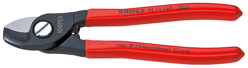 Кабелерез, рез: кабель ∅ 15 мм (50 кв. мм, AWG 1/0), L- 165 мм, черн., 1-к ручки KNIPEX KN-9511165