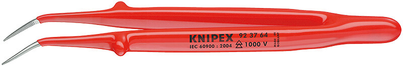Пинцет VDE захватный прециз., зазубренные губки с тонкими кончиками под 45°, пружинная сталь, хром, L-150 мм KNIPEX KN-923764